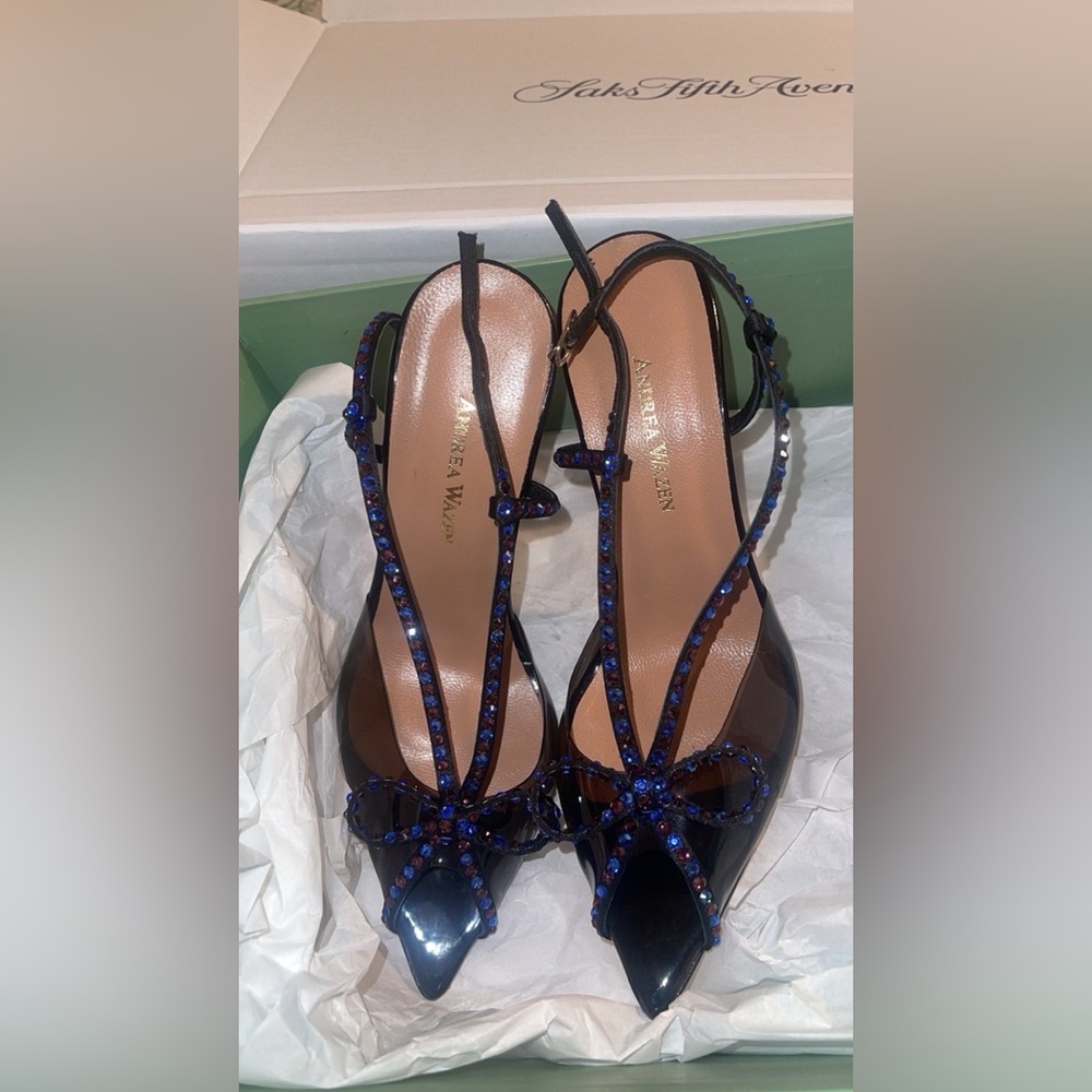 Karen Millen Navy and Black Strappy Heels